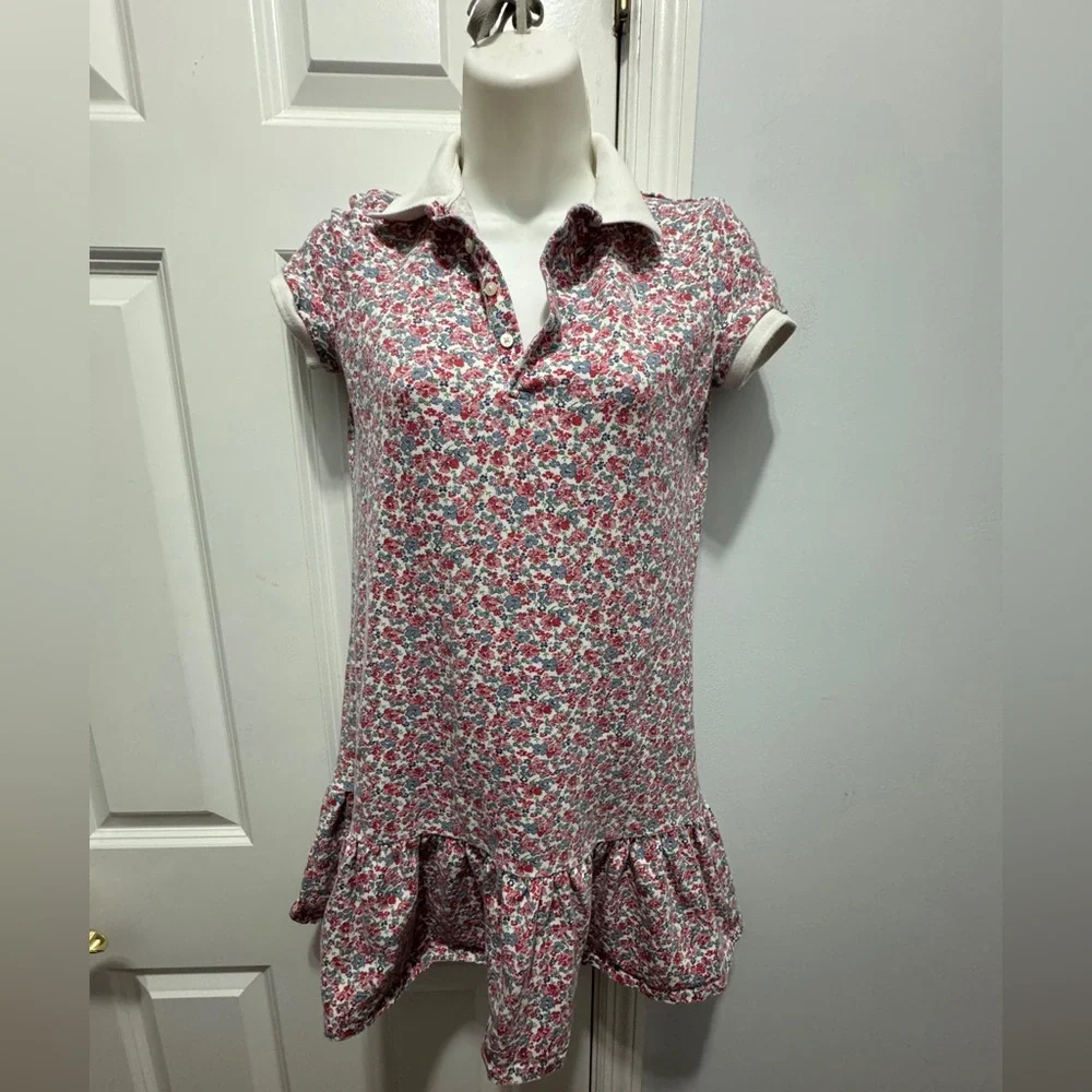 Polo by Ralph Lauren blue and white Ruffled Cap Sleeve floral Dress size 6